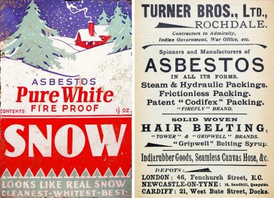 Pure White Snow asbestos Christmas decorations and Turner Brothers advertisement